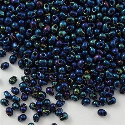Tiny Miyuki Drop Seed Bead Metallic Midnight Blue 9g Tube (452)