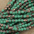 100 Czech Fire Polished 3mm Round Bead Matte Green Turquoise Apollo (53130AM)