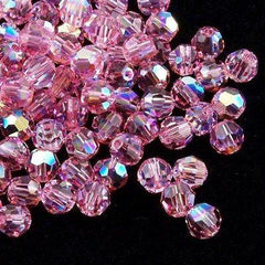 12 TRUE CRYSTAL 4mm Faceted Round Bead Light Rose AB (223 AB)