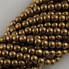 200 Czech 4mm Pressed Glass Round Beads Bronze (90215)