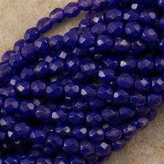 100 Czech Fire Polished 4mm Round Bead Coated Tanzanite (32040K)