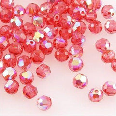 12 TRUE CRYSTAL 4mm Faceted Round Bead Padparadscha AB (542 AB)