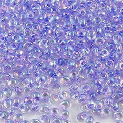 Miyuki 4mm Magatama Seed Bead Inside Color Lined Lilac AB 23g Tube (2145)