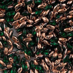 Czech Rizo 2.5x6mm Beads Emerald Capri Gold 21g Tube (50730CAG)