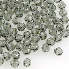 12 TRUE CRYSTAL 6mm Round Bead Black Diamond (215)