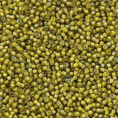 Toho Round Seed Bead 15/0 Inside Color Lined Yellow Green 2.5-inch Tube (246)