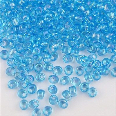 Miyuki 4mm Magatama Seed Bead Transparent Light Blue AB 23g Tube (2155)