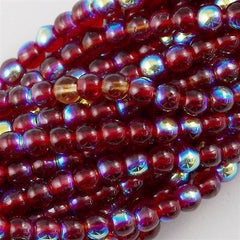 200 Czech 4mm Pressed Glass Round Beads Siam Ruby AB (90080X)