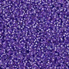 Miyuki Round Seed Bead 15/0 Dyed Semi Matte Silver Lined Purple 2-inch Tube (1654)