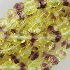 50 Czech Fire Polished 6mm Round Bead Olivine Amethyst (27801)