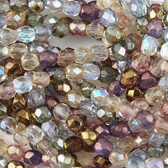 100 Czech Fire Polished 4mm Round Bead Luster Mix Color (10000)