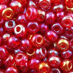 Czech Seed Bead 6/0 Transparent Light Ruby AB 2-inch Tube (91070)