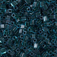 Miyuki 4mm Square Seed Bead Inside Color Lined Blue Dark Teal 19g Tube (2641)