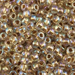 Toho Round Seed Beads 6/0 Inside Color Lined Tan AB 2.5-inch tube (994)