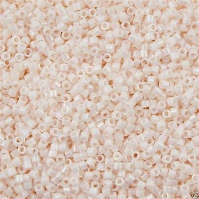 Miyuki Delica Seed Bead 11/0 Opaque Glazed Blushed White Luster 2-inch Tube DB1500