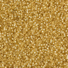 Miyuki Round Seed Bead 15/0 Matte Silver Lined Gold 2-inch Tube (3F)