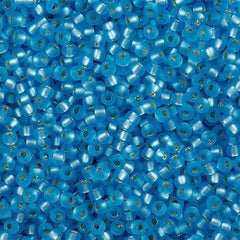 Miyuki Round Seed Bead 8/0 Matte Silver Lined Blue Topaz 22g Tube (18F)