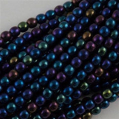 200 Czech 4mm Pressed Glass Round Beads Blue Iris (21435)