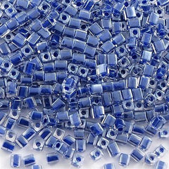 Miyuki 4mm Square Seed Bead Inside Color Lined Cobalt Blue 19g Tube (239)