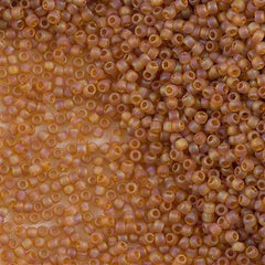 Toho Round Seed Bead 11/0 Transparent Matte Dark Amber AB 2.5-inch Tube (162CF)