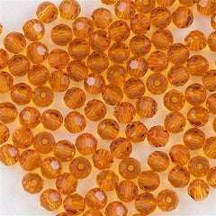 12 TRUE CRYSTAL 4mm Faceted Round Bead Topaz (203)