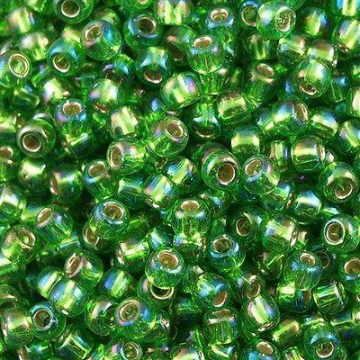 50g Toho Round Seed Beads 6/0 Silver Lined Peridot AB (2027)