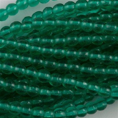 100 Czech 6mm Pressed Glass Round Emerald Beads (50730)