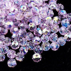 12 TRUE CRYSTAL 4mm Faceted Round Bead Violet AB (371 AB)
