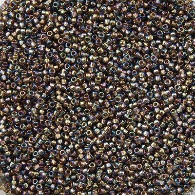 Toho Round Seed Bead 15/0 Inside Color Lined Gold Gray AB 2.5-inch Tube (999)