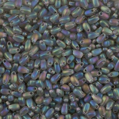 Miyuki Long Drop Seed Bead Transparent Matte Pale Gray AB 24g Tube (2136F)