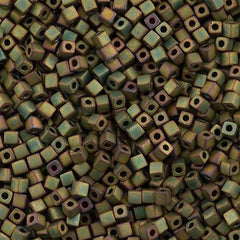Miyuki 3mm Cube Seed Bead Opaque Matte Olive Rose 19g Tube (2035)
