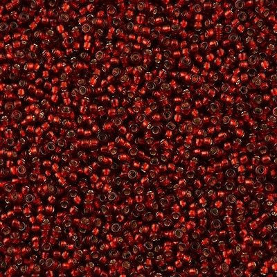Miyuki Round Seed Bead 15/0 Silver Lined Dyed Brick Red 2-inch Tube (1420)