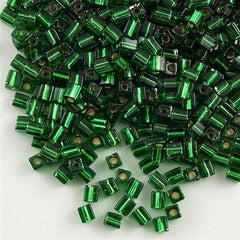 Miyuki 4mm Cube Seed Bead Silver Lined Green 19g Tube (16)