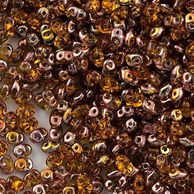 Super Duo 2x5mm Two Hole Beads Topaz Capri Gold 22g Tube (10060CG)