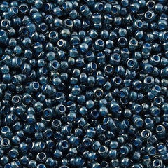 Toho Round Seed Bead 11/0 Emerald Green Inside Color Lined Denim Blue 2.5-inch Tube (374)