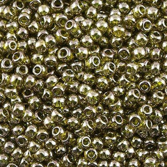 Toho Round Seed Bead 8/0 Gold Luster Green Tea 2.5-inch tube (457)