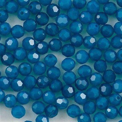 12 TRUE CRYSTAL 4mm Faceted Round Bead Caribbean Blue Opal (394)