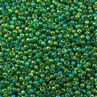 Toho Round Seed Bead 11/0 Transparent Green AB 19g Tube (167B)