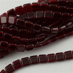 50 CzechMates 6mm Two Hole Tile Beads Ruby T6-90100