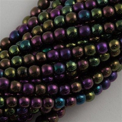 200 Czech 4mm Pressed Glass Round Beads Purple Iris (21495)
