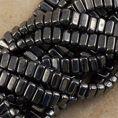 50 CzechMates 3x6mm Two Hole Brick Beads Hematite (14400)
