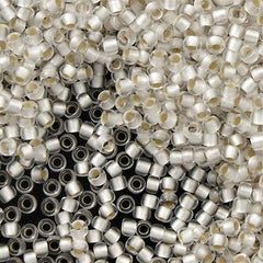 Toho Round Seed Bead 8/0 Silver Lined Transparent Matte Crystal 5.5-inch tube (21F)