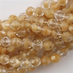 50 Czech Fire Polished 8mm Round Bead Crystal Beige (16018)