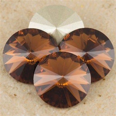 Four TRUE CRYSTAL 12mm Rivoli Smoked Topaz (220)