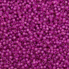 50g Toho Round Seed Bead 8/0 Silver Lined Milky Hot Pink (2107)