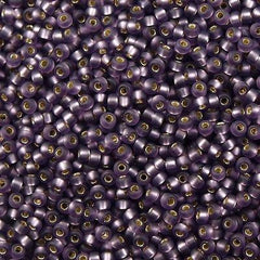 Miyuki Round Seed Bead 8/0 Matte Silver Lined Lavender 22g Tube (24F)