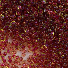 Miyuki Triangle Seed Bead 10/0 Red Lined Chartreuse 15g TR10-1820