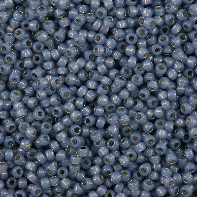 Toho Round Seed Bead 8/0 Permanent Finish Silver Lined Milky Montana Blue 2.5-inch tube (2102PF)