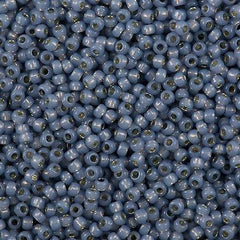 Toho Round Seed Bead 8/0 Permanent Finish Silver Lined Milky Montana Blue 2.5-inch tube (2102PF)