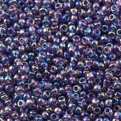 Toho Round Seed Bead 8/0 Transparent Tanzanite AB 5.5-inch tube (166D)